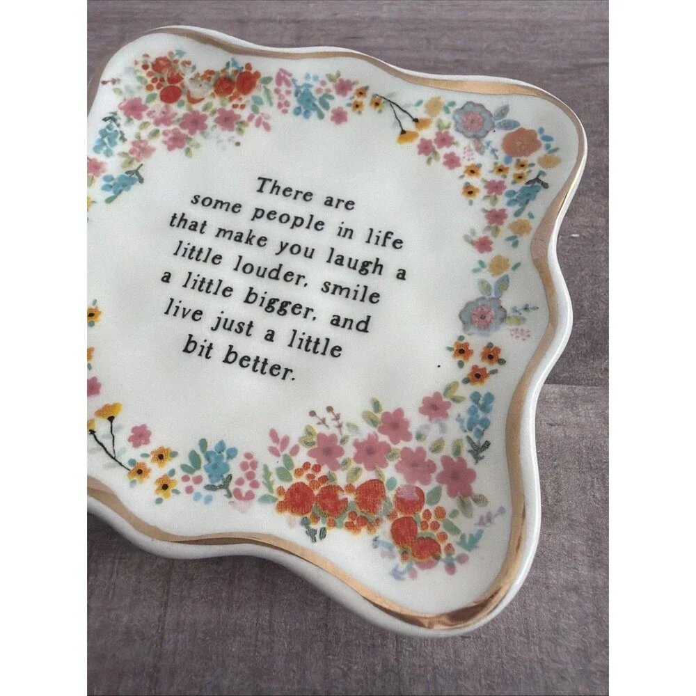 Natural Life ‘Laugh Louder, Smile Bigger, Live Better’ Quote Trinket Tray Dish